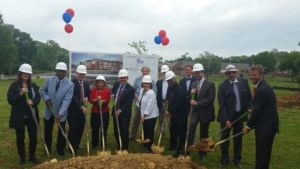 Elected officials join Knoxville’s Community Development Corporation Board of Commissioners in breaking ground on The Residences at Five Points, a $10 million senior and disabled housing development, in East Knoxville on Wednesday, May 11. From left to right are KCDC Board Vice Chair Jacqueline Arthur, City Councilman Daniel Brown, KCDC Commissioner Bruce Anderson, KCDC Commissioner Gloria Garner, Tennessee Housing Development Agency Executive Director Ralph Perrey, City Councilman Duane Grieve, Knoxville Mayor Madeline Rogero, City Councilman Finbarr Saunders, KCDC Commissioner John Turner, City Councilman George Wallace, KCDC Commissioner John Winemiller, State Representative Joe Armstrong and Knox County Mayor Tim Burchett.